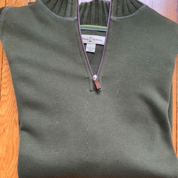 Tommy Bahama 1/4 Zip Sweatshirt Pullover Mens Size L Long Sleeve Green - Picture 5 of 5